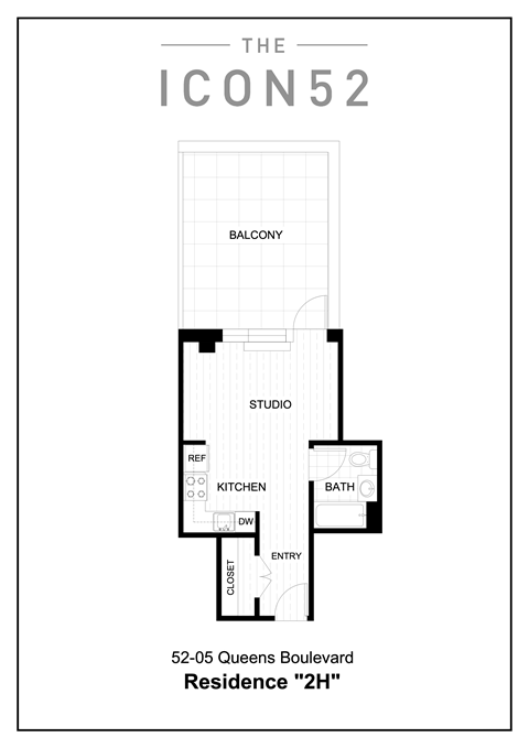 Floor plan for studio, 1 bath, 403 sqft